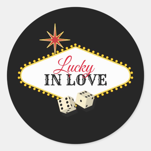 Las Vegas Marquee Wedding in Black Runder Aufkleber (Vorderseite)