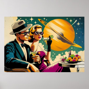 Las Vegas Martini Gangster Party im Space Age Stil Poster
