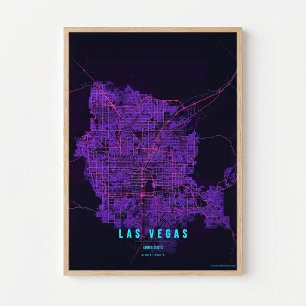Las Vegas Neon Poster Druck Nevada Karte Wandkunst