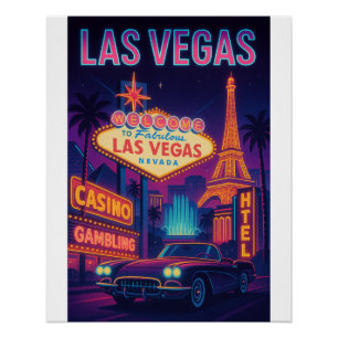 Las Vegas Neon – Retro Nachtleben Reise Poster