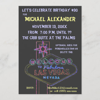 Las Vegas Neon Sign Birthday Bash Einladung