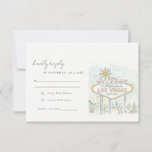 Las Vegas Nevada Aquarell-Landschaft-Hochzeit RSVP Karte