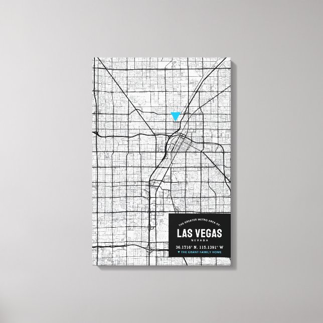 Las Vegas, Nevada City Map + Ihre Lage markieren Leinwanddruck (Vorderseite)