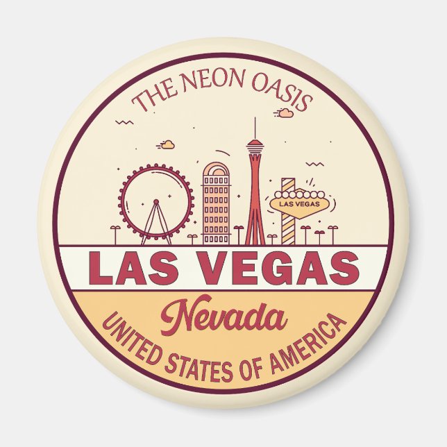 Las Vegas Nevada City Skyline Emblem Magnet (Vorne)