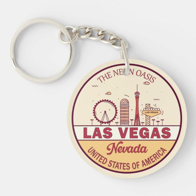 Las Vegas Nevada City Skyline Emblem Schlüsselanhänger (Vorderseite)