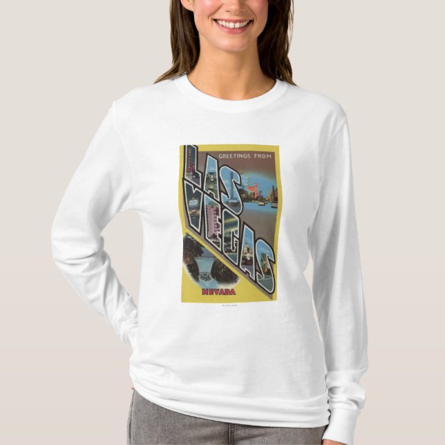 Las Vegas, Nevada - große Buchstabe-Szenen T-Shirt (Vorderseite)