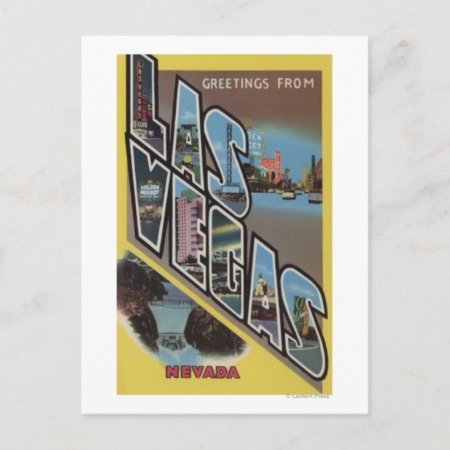 Las Vegas, Nevada - Große Buchstabenszenen Postkarte (Vorderseite)