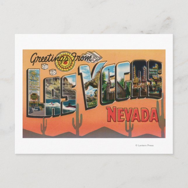 Las Vegas, Nevada - Große Buchstabenszenen Postkarte (Vorderseite)