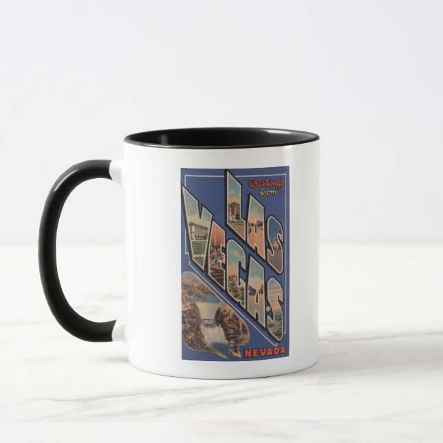 Las Vegas, Nevada - Große Buchstabenszenen Tasse (Links)