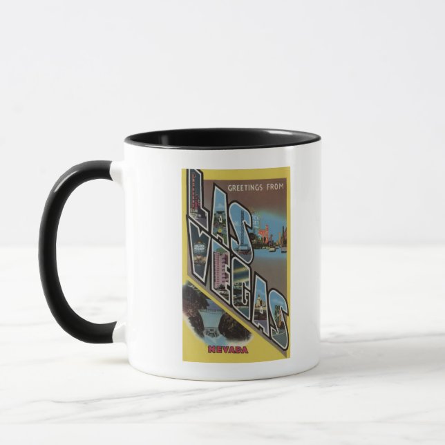 Las Vegas, Nevada - Große Buchstabenszenen Tasse (Links)