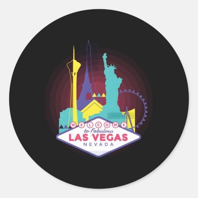 Las Vegas Nevada Las Vegas Skyline Runder Aufkleber (Vorderseite)