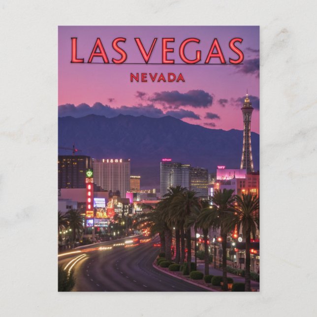 Las Vegas Nevada Neon Lights Strip Nacht Postkarte (Vorderseite)