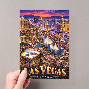 Las Vegas Nevada Neon-Skyline-Reiseplakat Acryleinladungen
