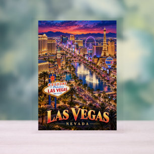 Las Vegas Nevada Neon-Skyline Reiseplakat Acrylschild
