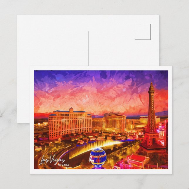 Las Vegas Nevada Öl Paint City Landschaft Postkarte (Vorne/Hinten)