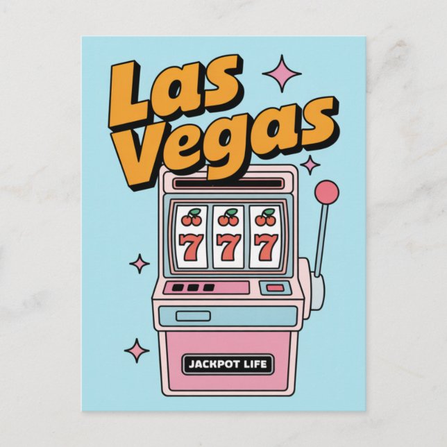 Las Vegas Nevada Retro Slot Machine Jackpot Postkarte (Vorderseite)