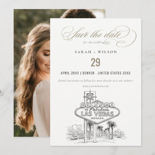 Las Vegas Nevada Skizze Landschaft Hochzeitsfoto Save The Date