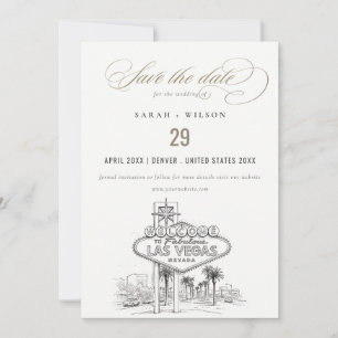 Las Vegas Nevada Skizzenhafte Landschaft Hochzeit Save The Date