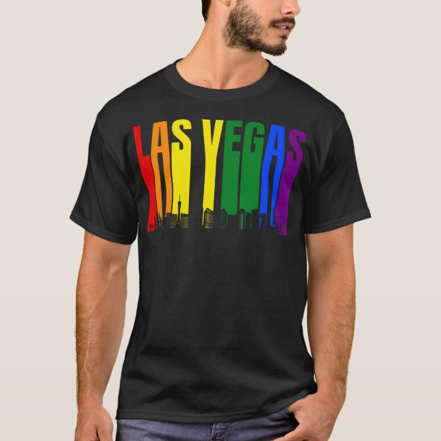 Las Vegas Nevada Skyline Lgbtq Gay Pride Rainbow T-Shirt (Vorderseite)