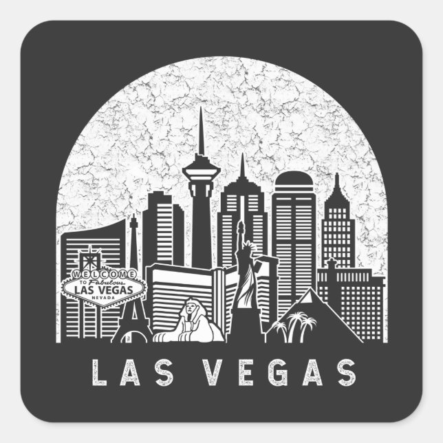 Las Vegas Nevada Skyline Quadratischer Aufkleber (Vorderseite)