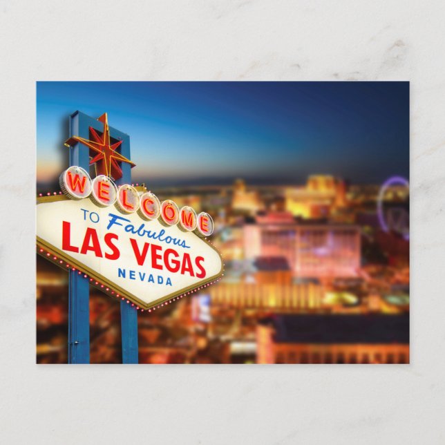 Las Vegas, Nevada unterschreiben vor einer Stadt,  Postkarte (Vorderseite)