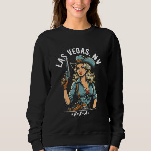 Las Vegas Nevada USA Cowgirl mit Pistole Western D Sweatshirt