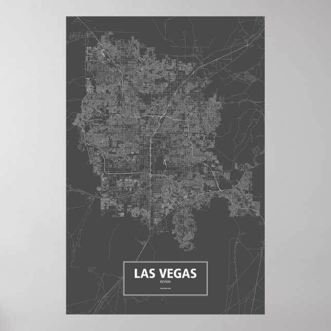 Las Vegas, Nevada (weiß auf schwarz) Poster (Vorne)