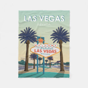 Las Vegas Nevada Willkommensschild Vintage Reise Fleecedecke
