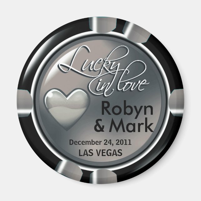 Las Vegas Newlyweds Casino Chip Magnet Favoriser (Devant)