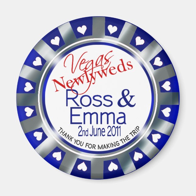 Las Vegas Newlyweds Casino Chip Magnet Favoriser (Devant)