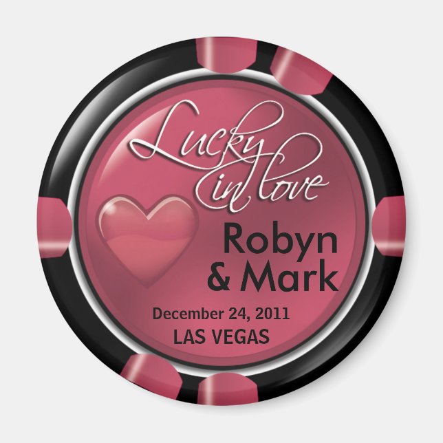 Las Vegas Newlyweds Casino Chip Magnet Favoriser (Devant)