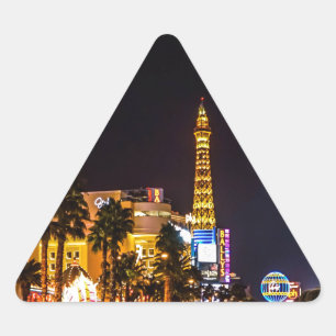 Las Vegas Night Lights Strip Eiffel Tower Casino Dreieckiger Aufkleber