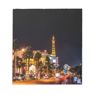 Las Vegas Night Lights Strip Eiffel Tower Casino Notizblock