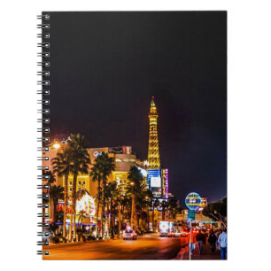 Las Vegas Night Lights Strip Eiffel Tower Casino Notizblock