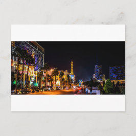 Las Vegas Night Lights Strip Eiffel Tower Casino Postkarte