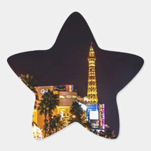 Las Vegas Night Lights Strip Eiffel Tower Casino Stern-Aufkleber
