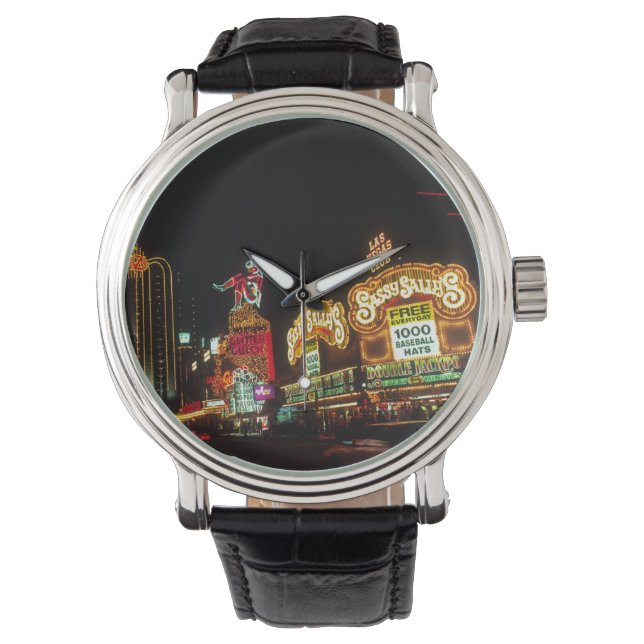 Las Vegas Night Time Neo Lights Casinos Unterschre Armbanduhr (Vorderseite)