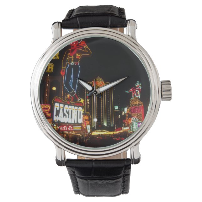 Las Vegas Night Time Neo Lights Casinos Unterschre Armbanduhr (Vorderseite)