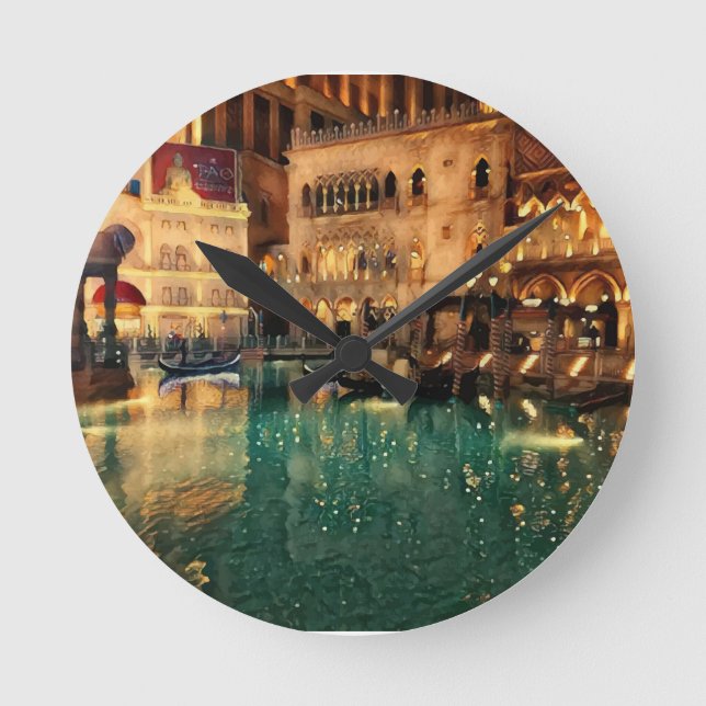Las Vegas Nights Casino Abstrakte Kunst, Dichtung  Runde Wanduhr (Vorderseite)