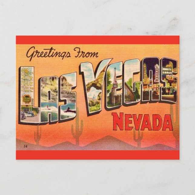 Las Vegas NV Retro Greeting Postkarte (Vorderseite)
