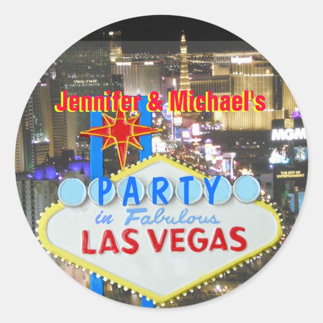Las Vegas Party Runder Aufkleber (Vorderseite)