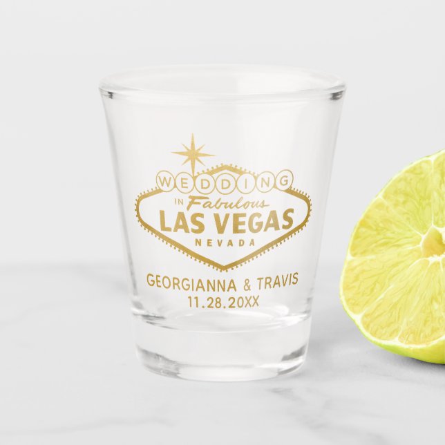 Las Vegas Personalisiert Wedding Brautparty Bevorz Schnapsglas (Vorderseite)