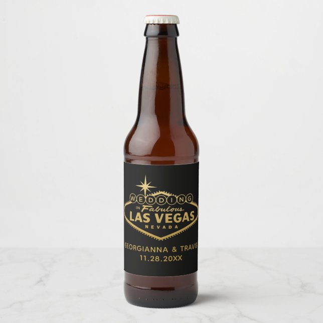 Las Vegas Personalisierte Gastgeschenk Hochzeit Bierflaschenetikett (Vorderseite)