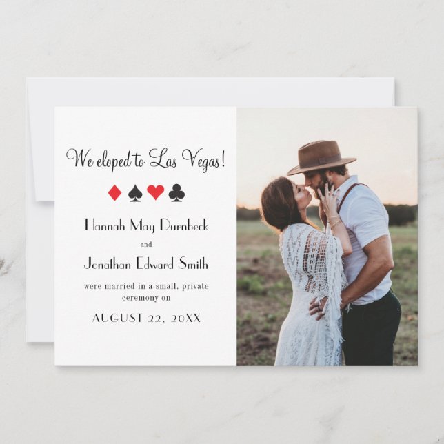 Las Vegas Photo Elopement Faire-part Rouge Noir (Devant)