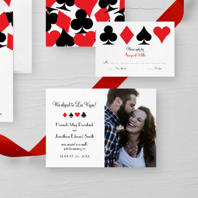 Las Vegas Photo Elopement Faire-part Rouge Noir (Créateur téléchargé)