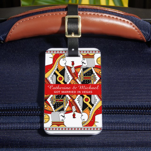 Las Vegas Playing Card King & Queen Wedding Gepäckanhänger (Vorderseite Insitu 2)