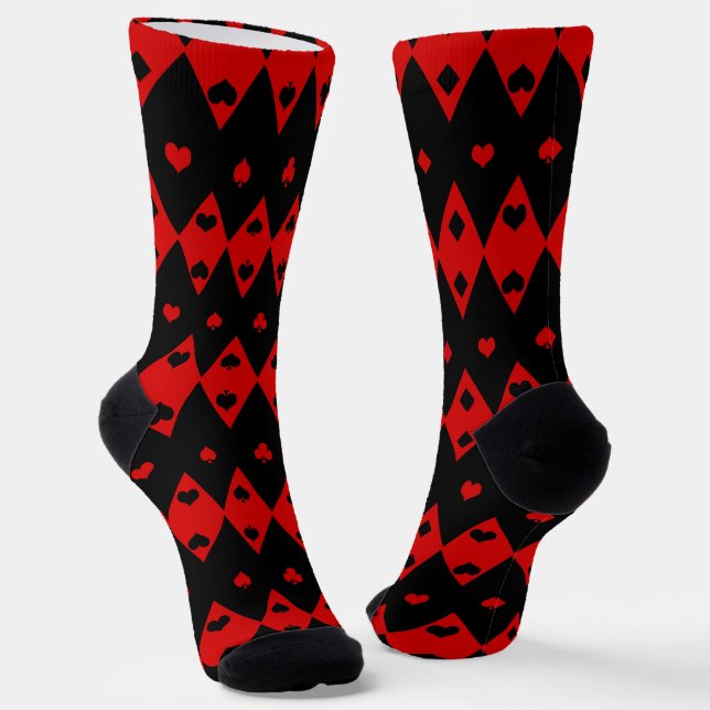 Las Vegas Playing Kartenformen Muster Socken (Gewinkelt)