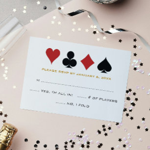 Las Vegas Poker Card Anzug Gold White Wedding RSVP Karte