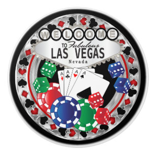 Las Vegas Poker Design - Silber Keramikknauf