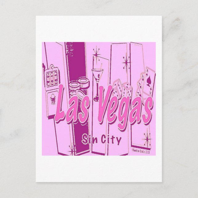 Las Vegas Pop Art Retro Postkarte (Vorderseite)